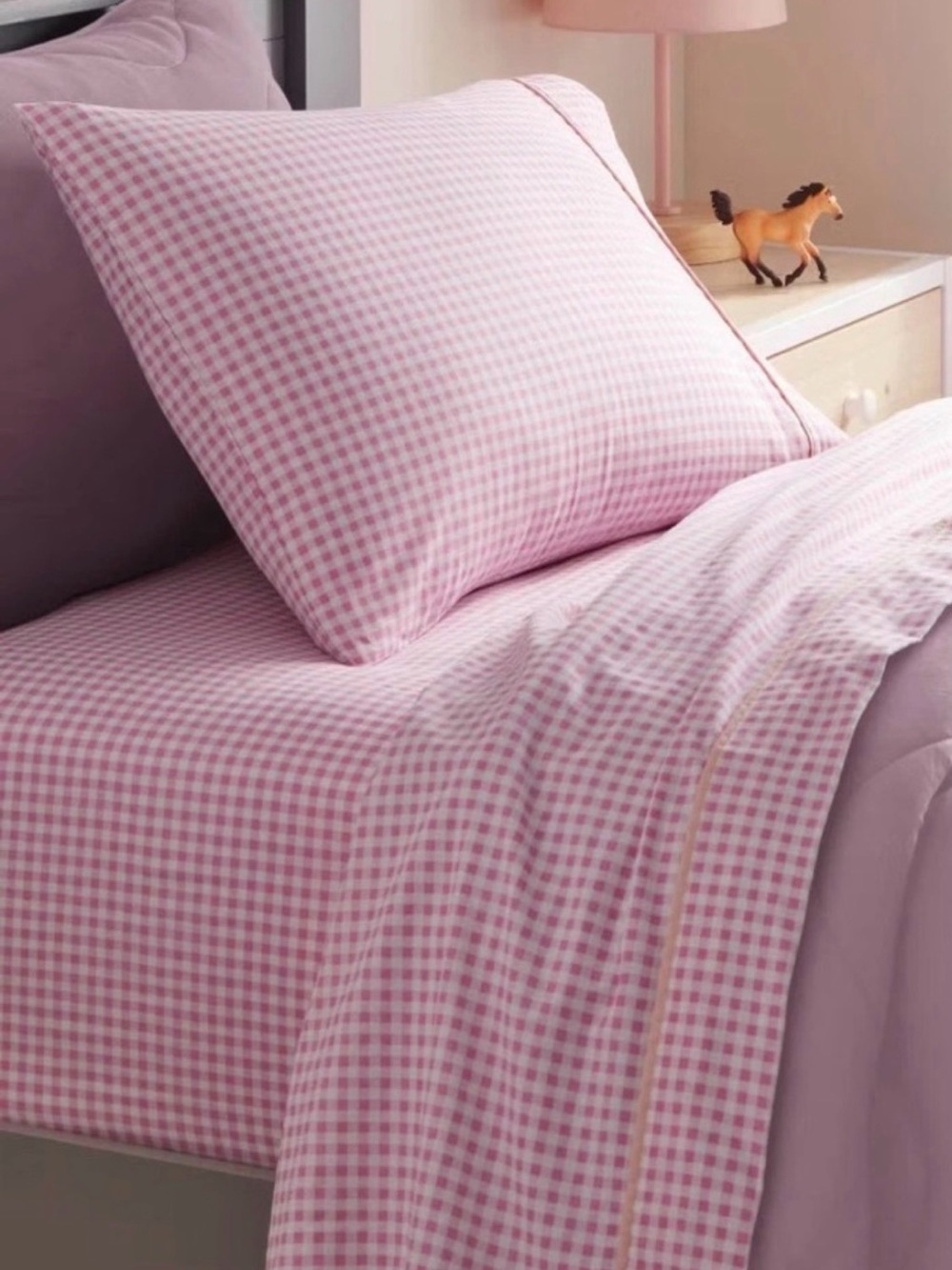 PINK Gingham FULL Sheet Set - Cotton ~ NEW Charming